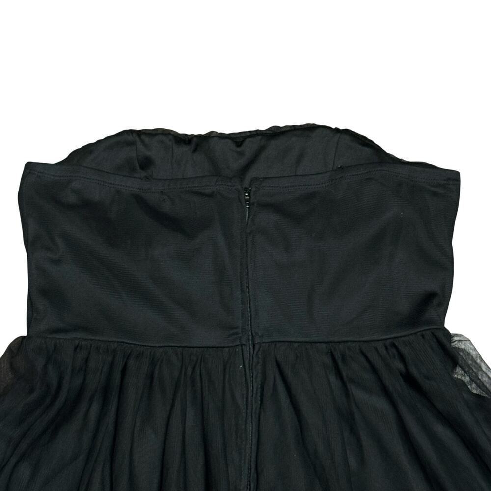 Trixxi Black Sweetheart Strapless Mini Dress Rosettes Hem Homecoming Party SZ L - Picture 10 of 15